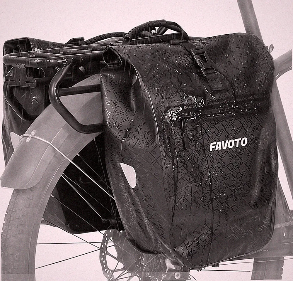 56L Waterproof Bike Pannier Bags 2 Pack Rear Rack Cargo Storage for E-Bike Cycle