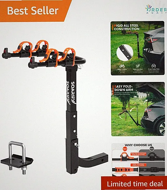 Bike Rack for Car SUV RV 2 Bikes 70 lbs Capacity Hitch Mount Folding Carrier