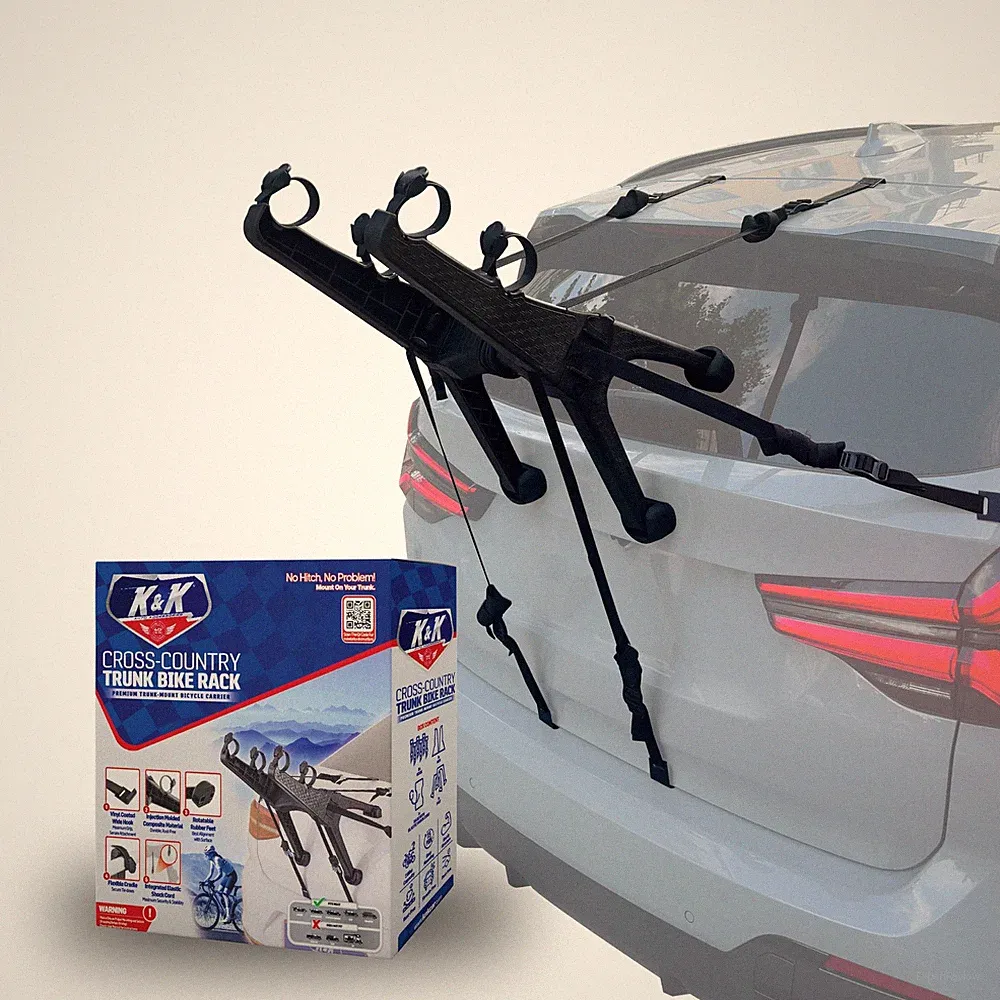 Compact 2-Bike Trunk Bike Rack Premium Cross-Country Trunk-Mount Bicycle Carr...