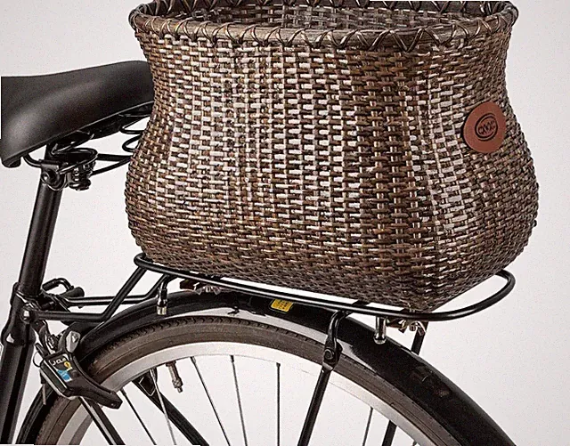 CXWXC Rear Bike Basket - Handmade Rattan Bicycle Rear Basket with Waterproof...