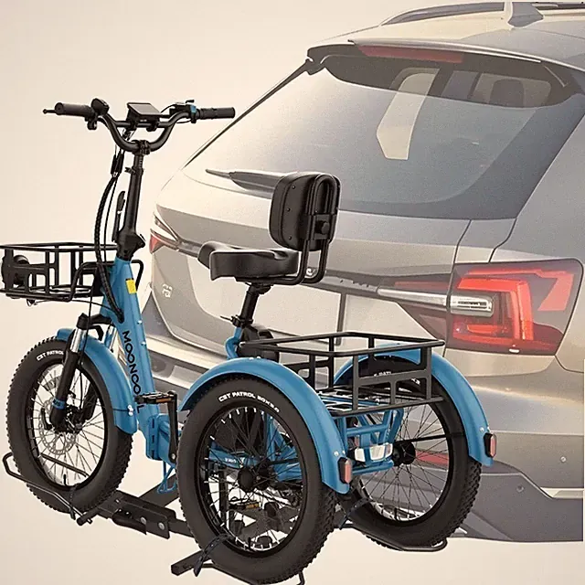 Foldable 5 Inch Fat Tire Trike Hitch Rack for SUV Truck Van RV 2 Inch Receiver