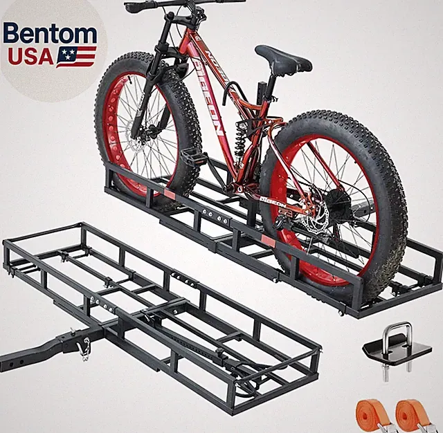 Hitch-Mount Bike Rack for Ebike Heavy-Duty - Comes with Cargo Carrier Fits 2 Ele