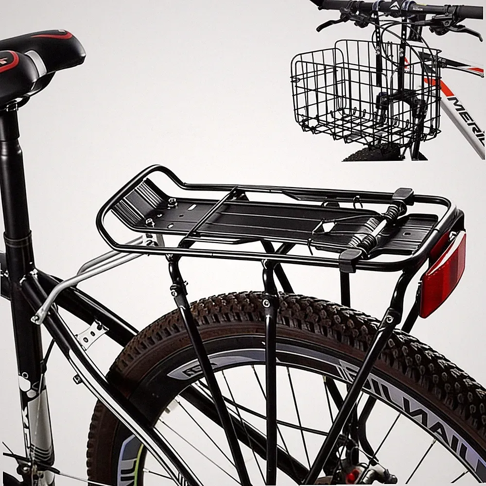 Rear Bike Rack,Bike Cargo Rack with 1 Foldbale Basket,Bicycle Touring Carrier...