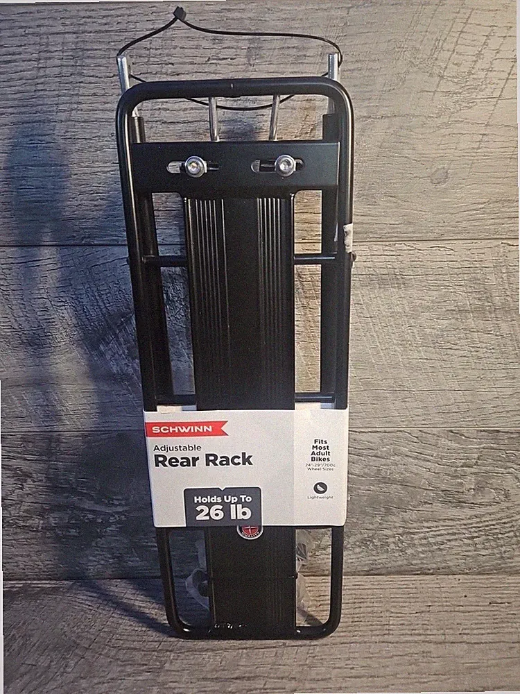 Schwinn Adjustable Bike Rear Cargo Rack Durable Fits Most Bikes 26 Ibs Capacity