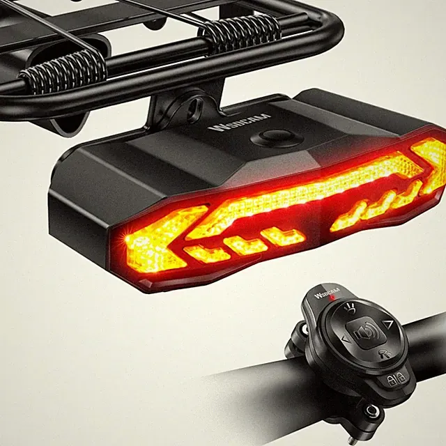 WSDCAM Bike Cargo Rack Tail Light with Turn Signals and Brake Light, Black