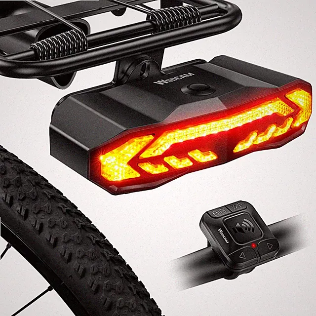 WSDCAM Smart Bike Tail Light for Cargo Rack with Turn Signals and Brake Black